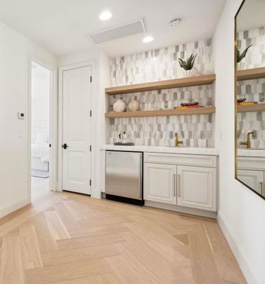 Interior, Kitchen, Recessed Lighting, Wood Texture Flooring