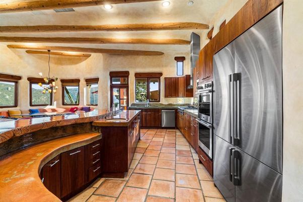Interior, Kitchen, Pendant Lights, Recessed Lighting, Stainless Steel Appliances, Wooden Beams