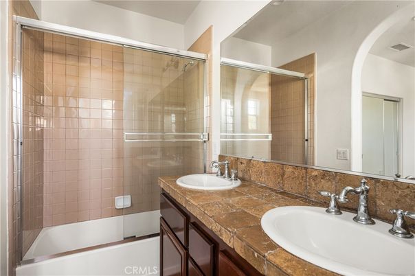 Bathroom, Dual Sink Vanities, Glass Shower, Interior, Tile Countertops