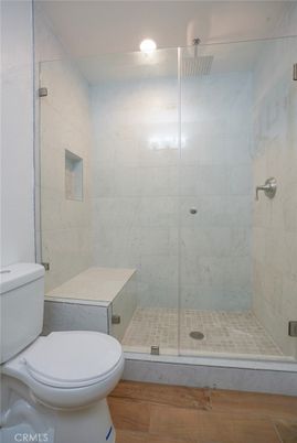 Bathroom, Glass Shower, Interior, Marble Walls, Recessed Lighting