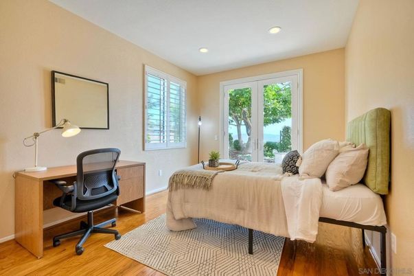 Bedroom, Home Office, Interior, Recessed Lighting, Wood Texture Flooring
