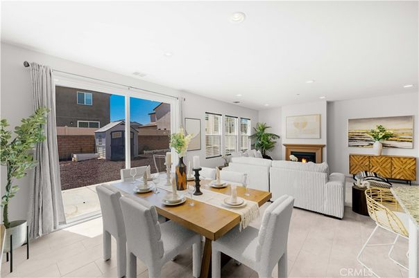 Dining room, Fireplace, Interior, Living room, Recessed Lighting