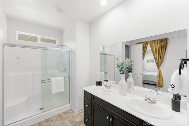 Bathroom, Dual Sink Vanities, Glass Shower, Interior, Recessed Lighting