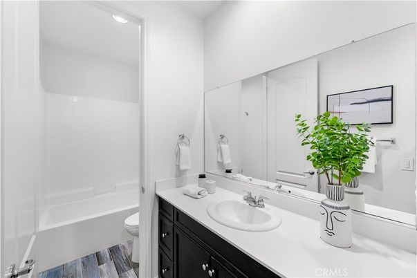 Bathroom, Interior, Recessed Lighting, Wood Texture Flooring