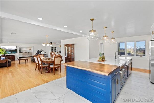Dining room, Interior, Kitchen, Living room, Pendant Lights, Recessed Lighting, Wood Texture Flooring