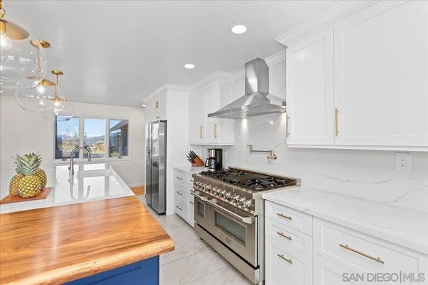 Interior, Kitchen, Marble, Recessed Lighting, Stainless Steel Appliances