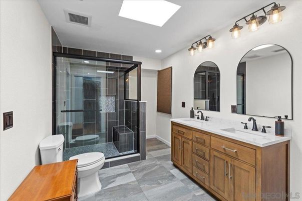 Bathroom, Dual Sink Vanities, Glass Shower, Interior, Recessed Lighting