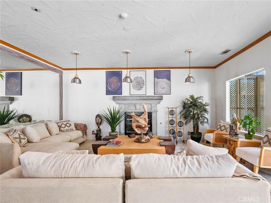 Fireplace, Interior, Living room, Pendant Lights