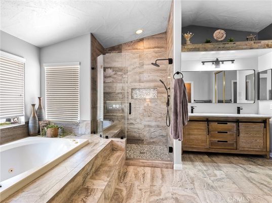 Bathroom, Dual Sink Vanities, Glass Shower, Interior, Recessed Lighting