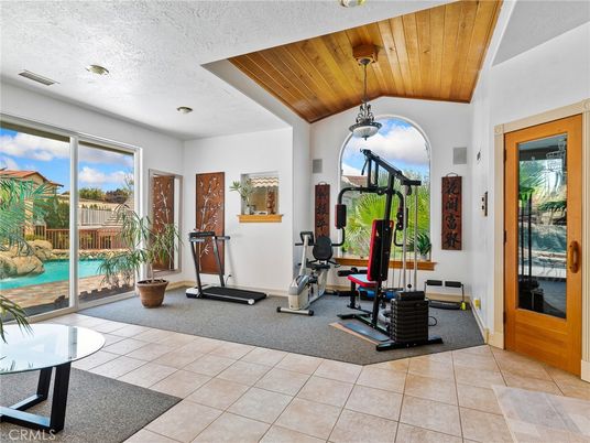 Fitness Equipment, Interior, Pendant Lights, Wooden Ceilings