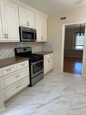 Interior, Kitchen, Marble, Marble Walls, Pendant Lights, Wood Texture Flooring