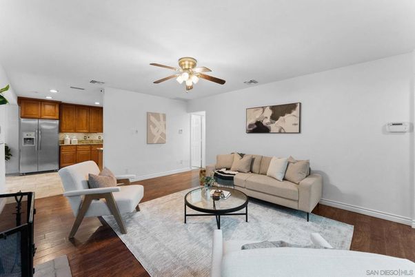Interior, Kitchen, Living room, Recessed Lighting, Stainless Steel Appliances, Wood Texture Flooring
