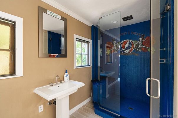 Bathroom, Glass Shower, Interior, Wood Texture Flooring