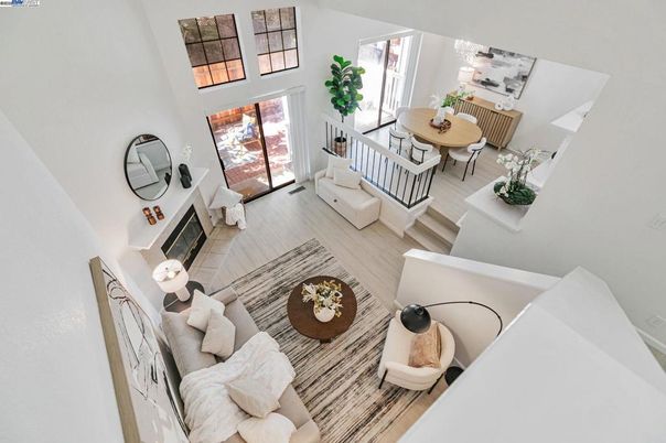 Dining room, Fireplace, Interior, Living room, Wood Texture Flooring