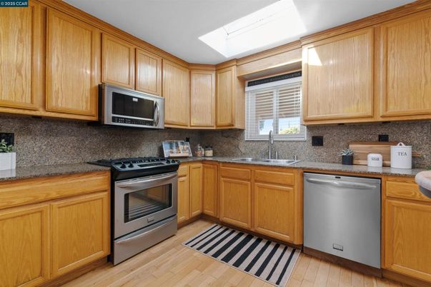 Interior, Kitchen, Stainless Steel Appliances, Wood Texture Flooring