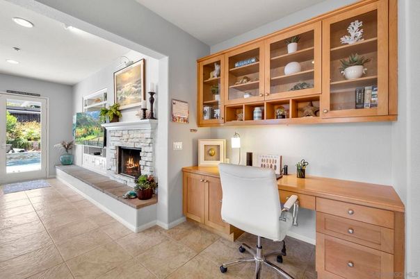Fireplace, Home Office, Interior, Recessed Lighting