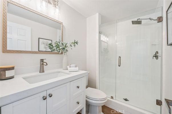 Bathroom, Glass Shower, Interior, Wood Texture Flooring