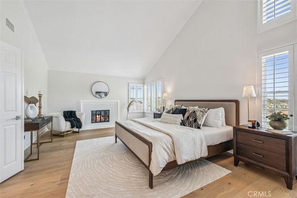 Bedroom, Fireplace, Interior, Wood Texture Flooring