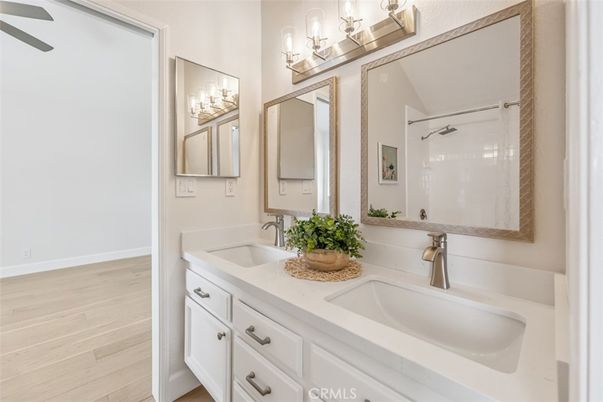 Bathroom, Dual Sink Vanities, Interior, Wood Texture Flooring