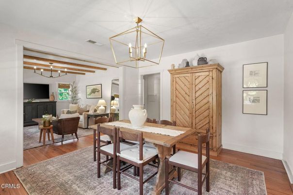 Dining room, Interior, Living room, Pendant Lights, Wood Texture Flooring