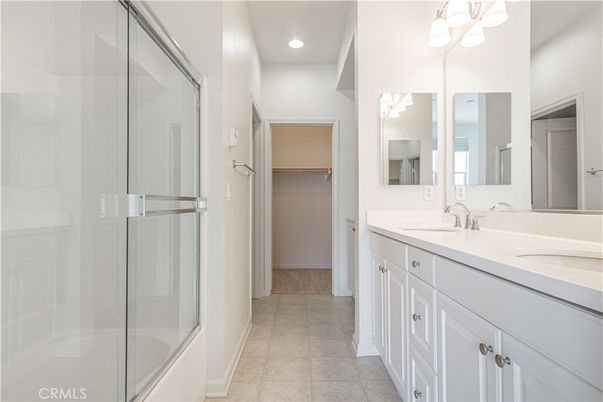 Bathroom, Dual Sink Vanities, Glass Shower, Interior, Recessed Lighting