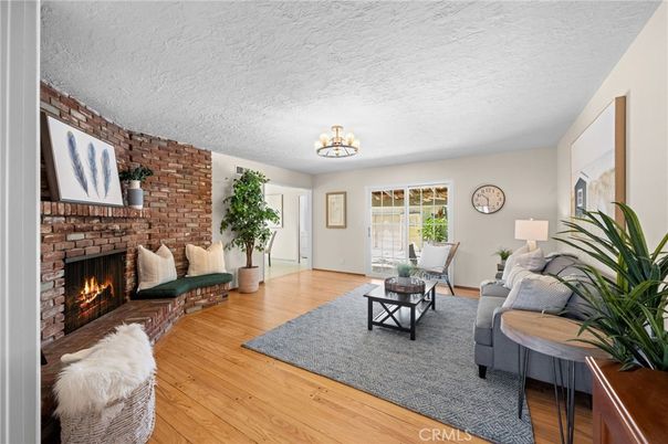 Fireplace, Interior, Living room, Stone Walls, Wood Texture Flooring