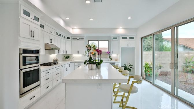 Interior, Kitchen, Marble, Recessed Lighting, Stainless Steel Appliances