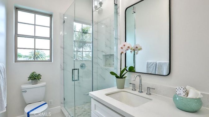Bathroom, Glass Shower, Interior, Marble Walls