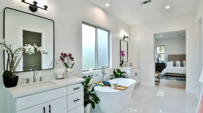 Bathroom, Bedroom, Dual Sink Vanities, Free Standing Baths, Interior, Recessed Lighting