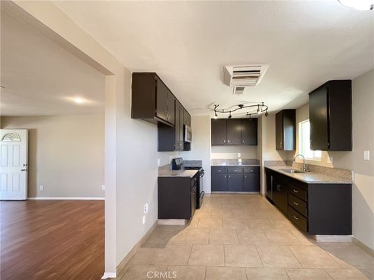 Interior, Kitchen, Recessed Lighting, Wood Texture Flooring