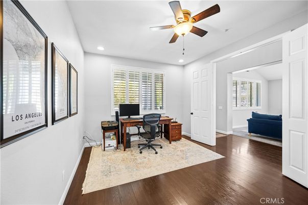 Home Office, Interior, Recessed Lighting, Wood Texture Flooring