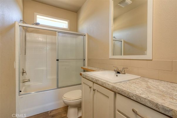 Bathroom, Glass Shower, Interior, Wood Texture Flooring