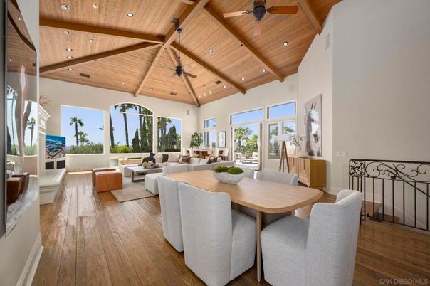 Dining room, Interior, Living room, Recessed Lighting, Wooden Beams, Wooden Ceilings, Wood Texture Flooring