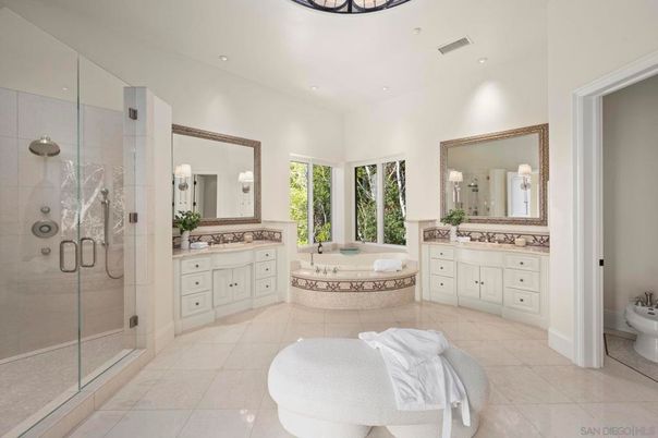 Bathroom, Dual Sink Vanities, Glass Shower, Interior, Recessed Lighting