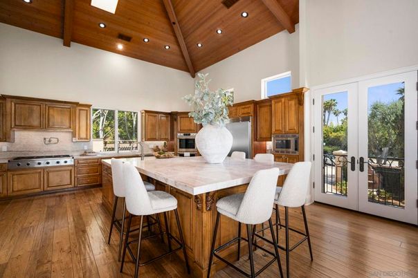 Interior, Kitchen, Recessed Lighting, Stainless Steel Appliances, Wooden Beams, Wooden Ceilings, Wood Texture Flooring