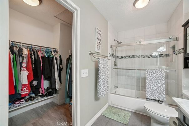 Bathroom, Glass Shower, Interior, Walk-in Closets, Wood Texture Flooring