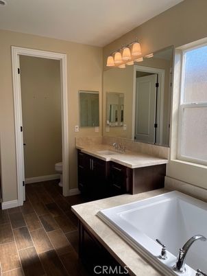 Bathroom, Dual Sink Vanities, Interior, Wood Texture Flooring