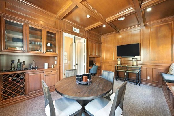 Dining room, Interior, Recessed Lighting, Wooden Ceilings, Wooden Walls
