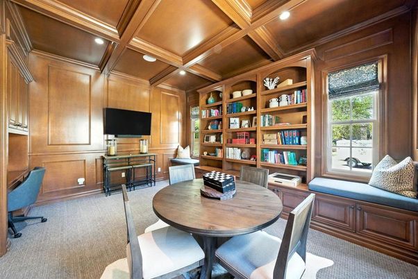 Home Office, Interior, Recessed Lighting, Wooden Beams, Wooden Ceilings, Wooden Walls