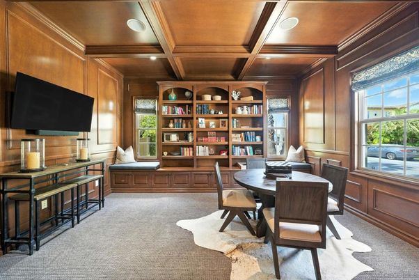 Home Office, Interior, Recessed Lighting, Wooden Beams, Wooden Ceilings, Wooden Walls