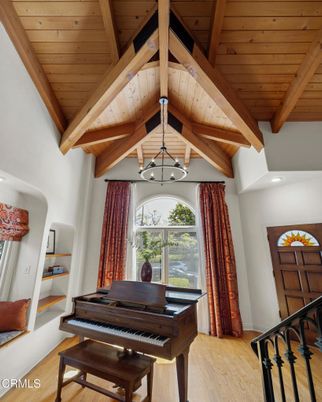 Interior, Pendant Lights, Piano, Recessed Lighting, Wooden Beams, Wooden Ceilings, Wood Texture Flooring