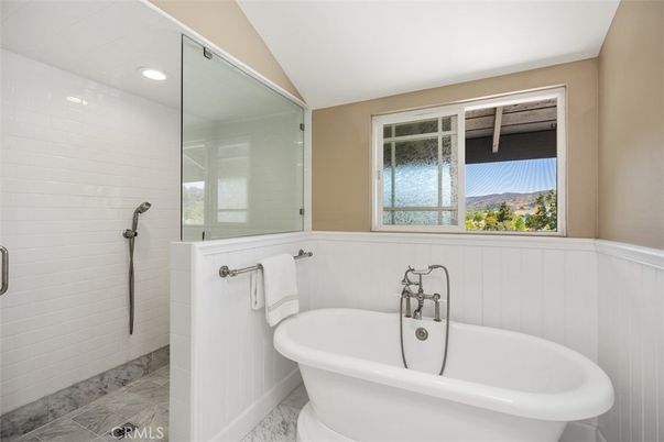 Bathroom, Free Standing Baths, Interior, Marble, Recessed Lighting