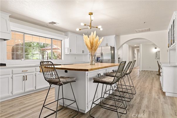 Interior, Kitchen, Pendant Lights, Recessed Lighting, Wood Texture Flooring