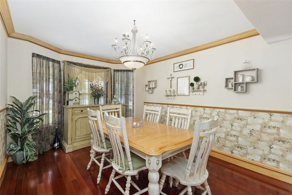 Chandelier, Dining room, Interior, Wood Texture Flooring