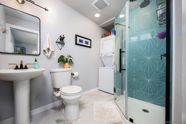 Bathroom, Glass Shower, Interior, Marble, Recessed Lighting