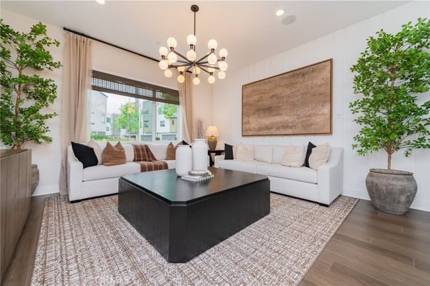 Interior, Living room, Pendant Lights, Recessed Lighting, Wood Texture Flooring