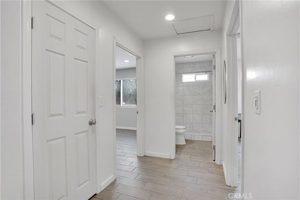Bathroom, Interior, Recessed Lighting, Wood Texture Flooring