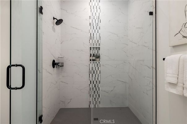 Bathroom, Glass Shower, Interior, Marble Walls
