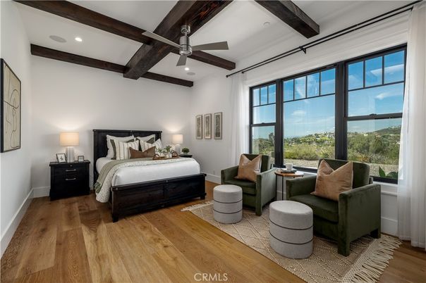 Bedroom, Interior, Recessed Lighting, Water, Wooden Beams, Wood Texture Flooring
