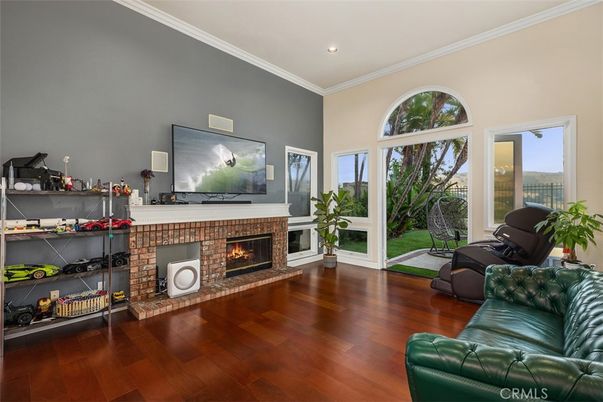 Fireplace, Interior, Recessed Lighting, Wood Texture Flooring